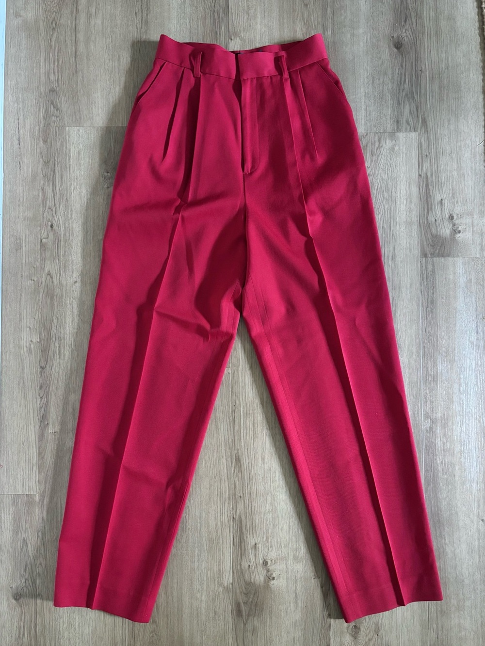 Vintage Wool Pants Women’s 6 Red Pleated Tailored